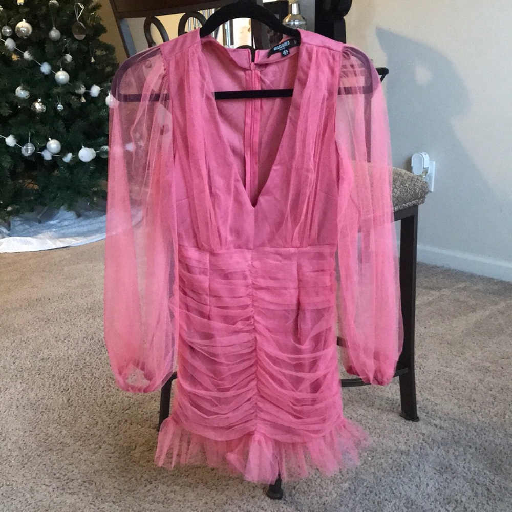 Missguided Petite Pink Ruffled Mini Dress